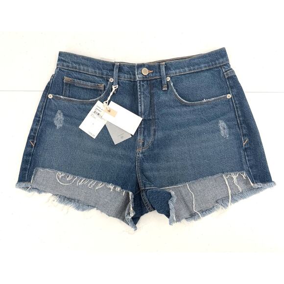 NWT Good American Good '90s Cutoff Blue 645 Denim Shorts Size 4 - Picture 1 of 10